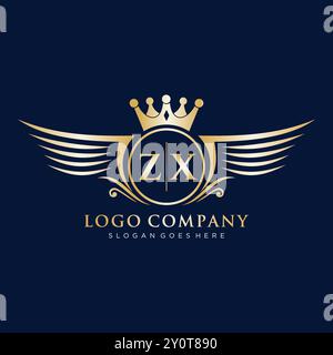 Luxury royal wing Letter ZX crest Gold color Logo vector, Victory logo ...