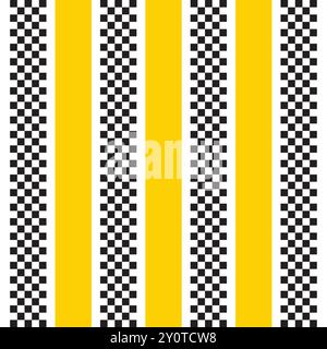 Black and white checkered and yellow stripes Stock Vector