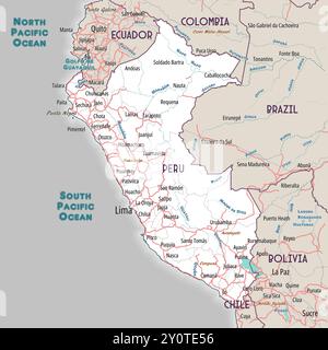 Simple outline map of Peru coloring page Stock Vector