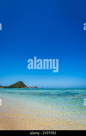 Lombok, Indonesia, Beach ocean landscape at Kuta Mandalika beach area. Lombok is an island in West Nusa Tenggara province, Indonesia.  Stock Photo