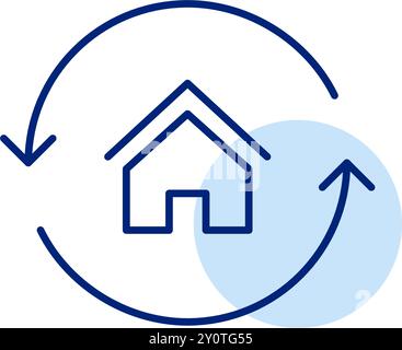 House in refresh arrows. Home repairs and maintenance. Pixel perfect, editable stroke icon Stock Vector