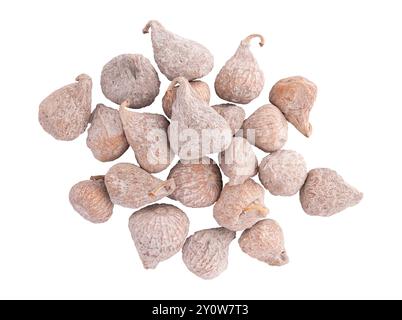 dried baby figs isolated on white background with clipping path, heap of whole figs close-up Stock Photo