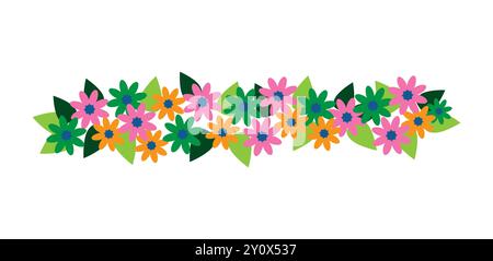 Colorful Decorative Flower And Leaves Divider Stock Vector