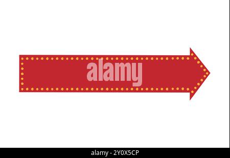 Red Arrow Yellow Dotted Retro Sign Board Icon Stock Vector