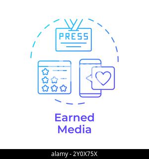Earned media blue gradient concept icon Stock Vector