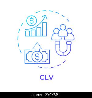 CLV blue gradient concept icon Stock Vector