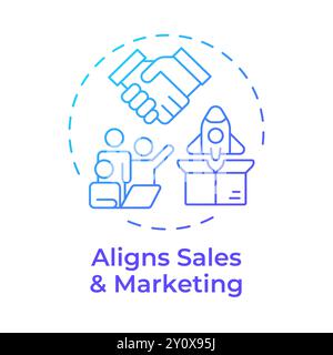 Aligns sales and marketing blue gradient concept icon Stock Vector