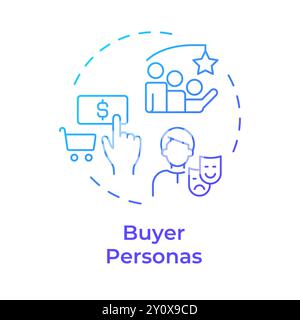 Buyer personas blue gradient concept icon Stock Vector