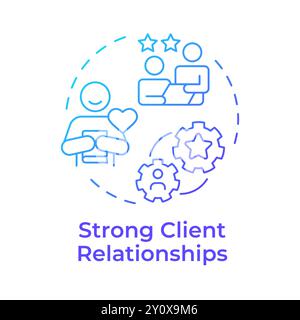 Strong client relationships blue gradient concept icon Stock Vector