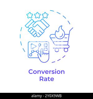 Conversion rate blue gradient concept icon Stock Vector