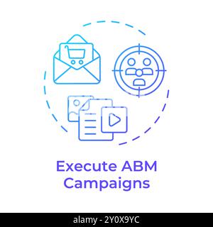 Execute abm campaigns blue gradient concept icon Stock Vector
