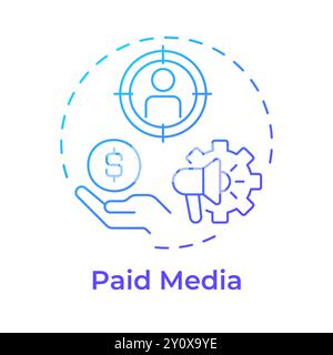 Paid media blue gradient concept icon Stock Vector