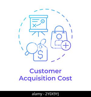 Customer acquisition cost blue gradient concept icon Stock Vector