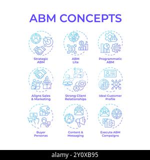 ABM blue gradient concept icons Stock Vector