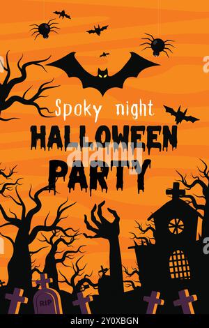 Happy Halloween Banner, Halloween sale banner, Halloween spooky night poster vector Stock Vector