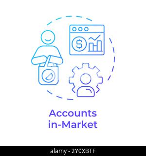 Accounts in-market blue gradient concept icon Stock Vector