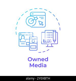 Owned media blue gradient concept icon Stock Vector