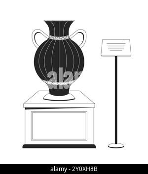 Greek amphora exhibit black and white 2D line cartoon object Stock Vector
