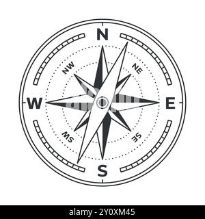 Navigation compass Wind rose isolated on white Stock Vector