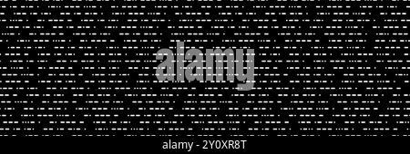 Morse code white seamless pattern with rounded corners rectangles on black bg. Binary abstract illustration with specific signs. Vector geometry backg Stock Vector