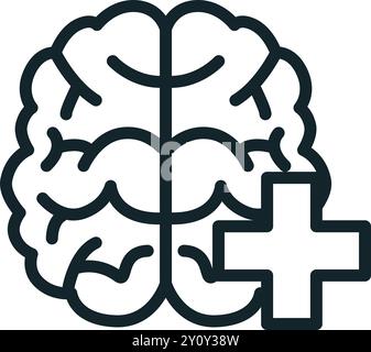 Brain improving with medical sign showing mental health awareness Stock Vector