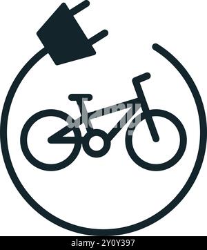 Electric bicycle plugged in with cable forming a circle symbolizing green smart city Stock Vector