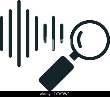 Magnifying glass analyzing sound wave for smart city solutions Stock Vector