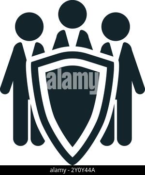 Business people team holding shield protection concept icon Stock Vector