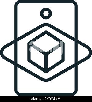Smartphone showing augmented reality cube, concept of online learning Stock Vector