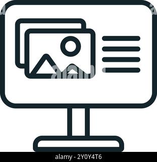 Online learning platform displaying educational content on computer monitor Stock Vector