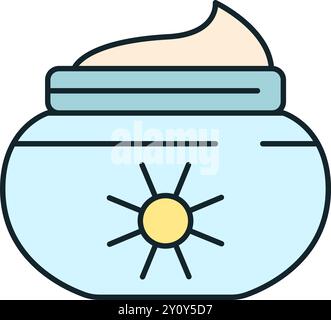 Sun protection cream jar for protecting skin from sun rays Stock Vector