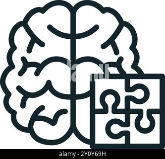 Human brain solving problems with puzzle pieces icon Stock Vector