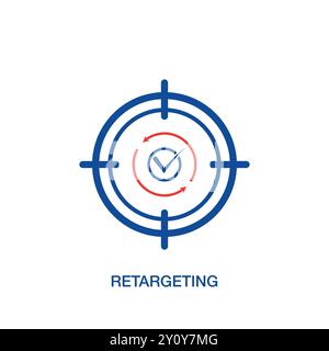 Retargeting flat icon. Remarketing concept. Digital marketing. Online strategy in social media. Vector Stock Vector