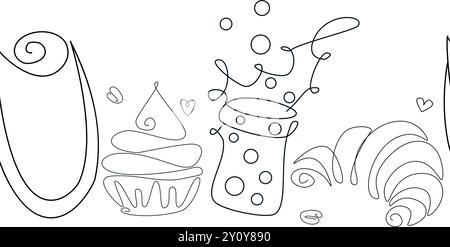 Vector romantic icon set, border with line art illustration, design elements. Linear icons, isolated. coloring book, tattoo. Stock Vector