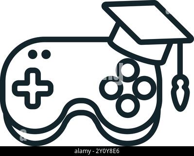 Graduation cap placed on a gaming controller icon Stock Vector