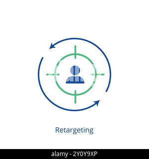 Retargeting flat icon. Digital marketing. Remarketing concept. Online strategy in social media. Vector Stock Vector