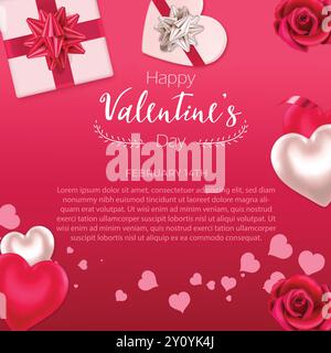 Happy valentine's day card, valentine's day  banner, happy valentines day vector background, happy valentine's day image, 14th February Stock Vector