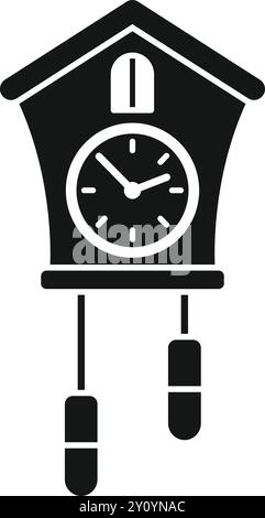 Simple vector of a cuckoo clock hanging on a white background showing the time Stock Vector