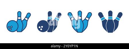 Bowling icon vector. bowling ball and pin icon. bowling pins Stock Vector