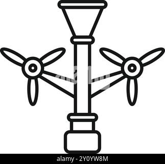 Simple icon of a street light using wind turbines for powering, promoting the concept of sustainable energy in urban environments Stock Vector