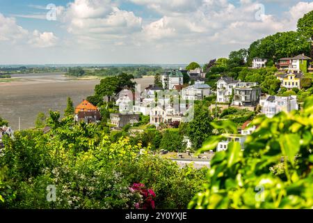 Famous Treppenviertel in Hamburg Blankenese at the Elbe River Stock Photo