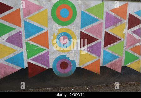 Colorful concrete wall texture background in bright color painting. Stock Photo