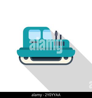Snowcat vehicle icon in flat style with long shadow, isolated on a white background for ski resort or arctic transport concepts Stock Vector