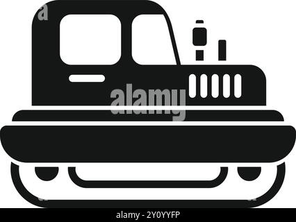 Black silhouette of a bulldozer pushing with its blade Stock Vector