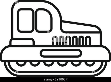 Simple line drawing of a snowcat, a specialized vehicle designed for traveling on snow, often used in ski resorts and for winter activities Stock Vector