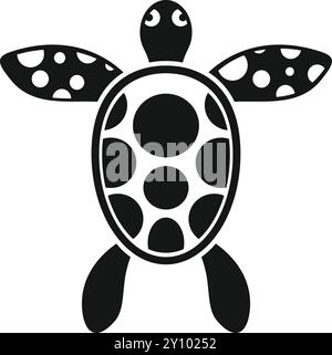 Simple icon of a sea turtle swimming with a pattern of dots on its shell Stock Vector
