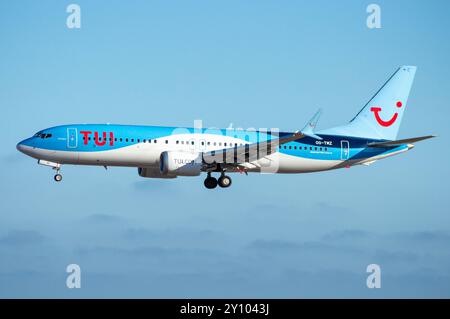 Boeing 737 airliner of the TUI airline at the Gran Canaria airport. Stock Photo