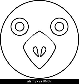Head of bird contour outline line icon black color vector illustration image thin flat style simple Stock Vector