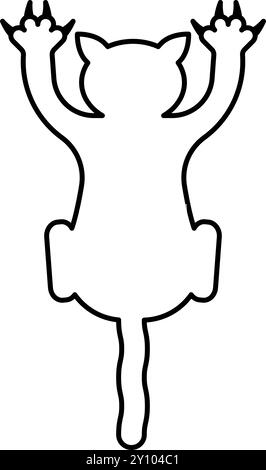 Cat scratching harm contour outline line icon black color vector illustration image thin flat style simple Stock Vector