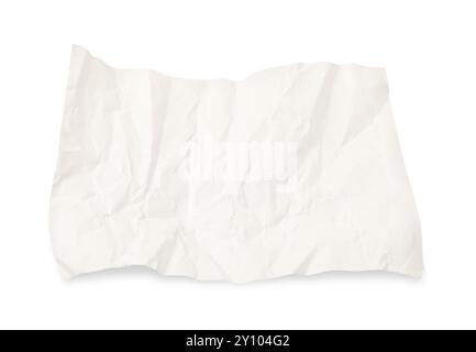 Piece of crumpled paper sheet isolated on white Stock Photo